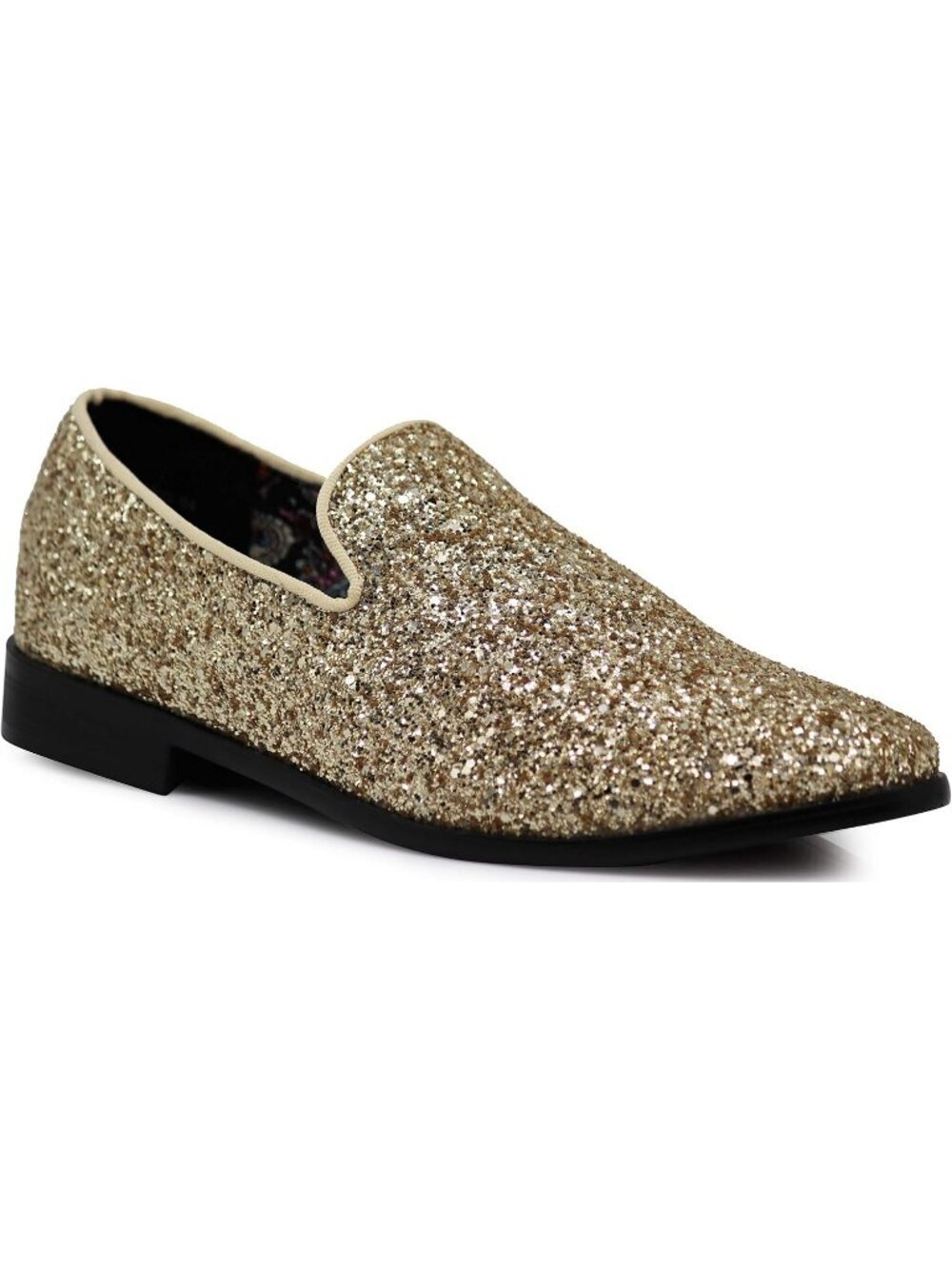 Men's Gold Vintage Glitter Loafers Slip On Tuxedo Dress Party Classic Shoes